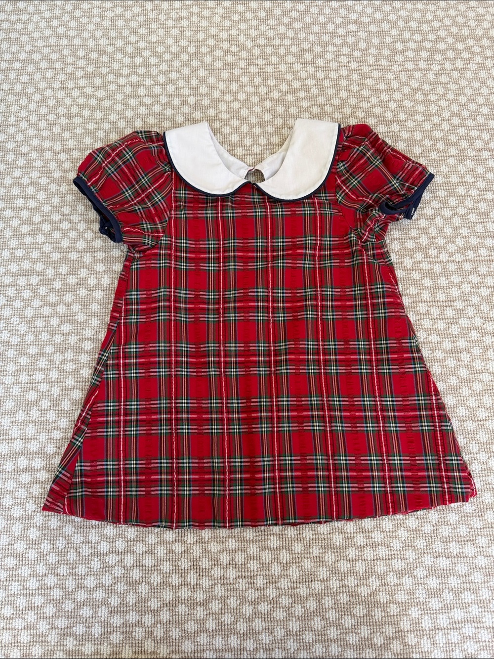 The Beaufort Bonnet Company Red Tartan Dress with White Peter Pan Collar